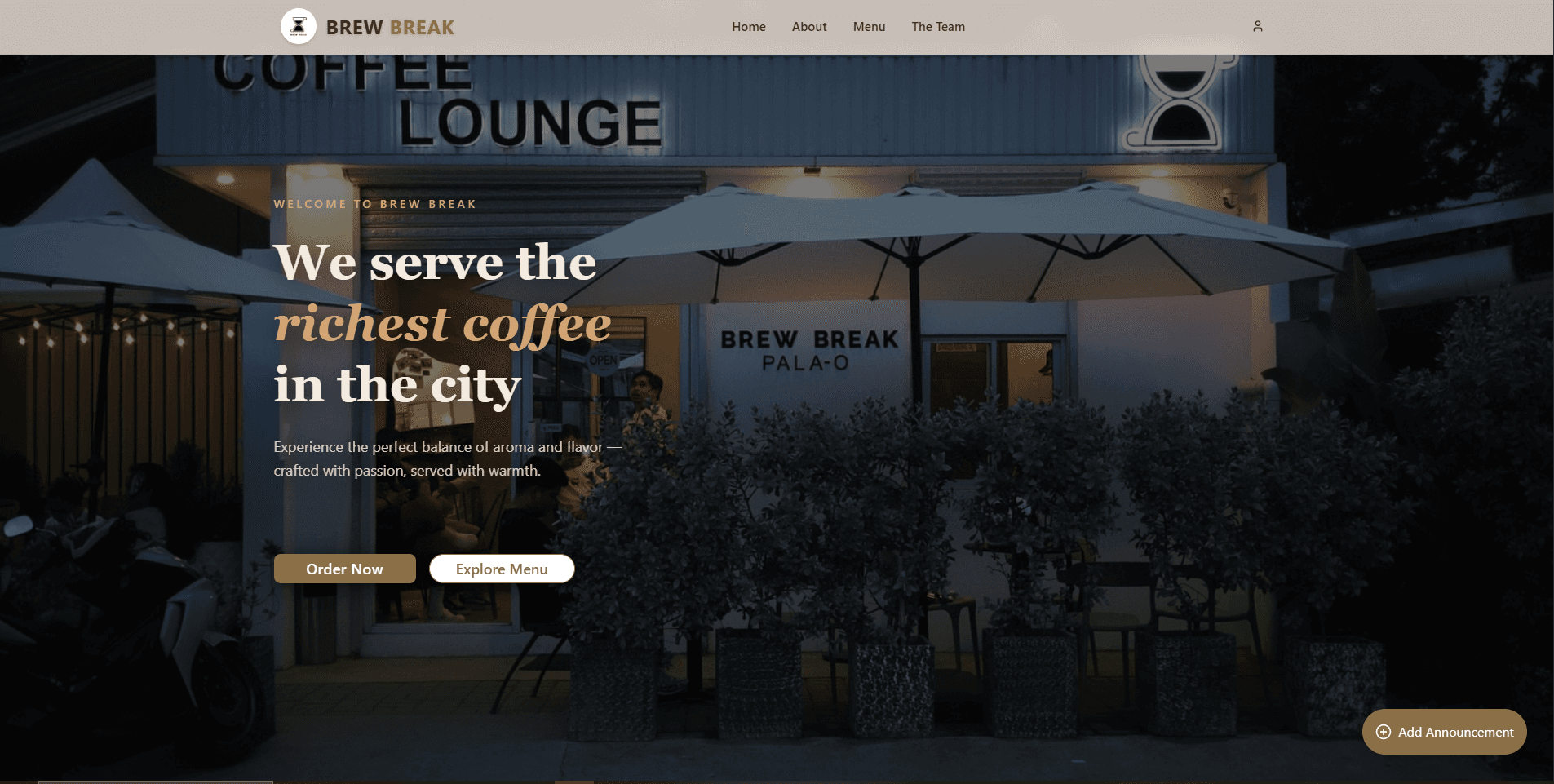 Coffee Shop Landing Page